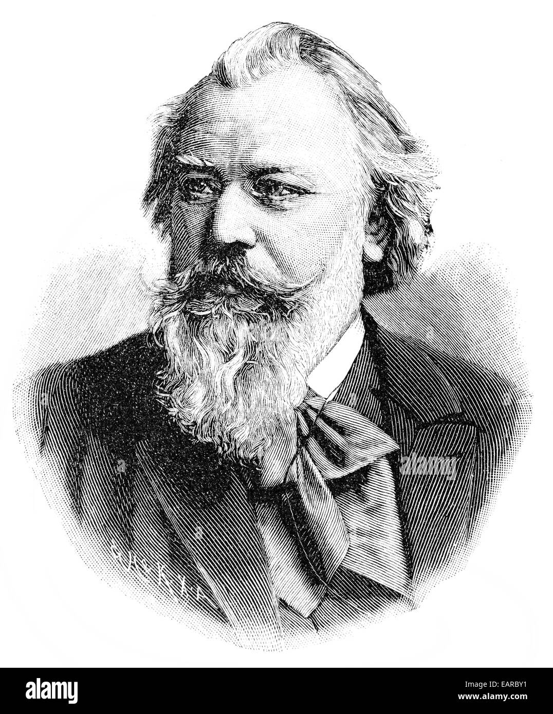 Johannes Brahms, 1833-1897, German composer, pianist and conductor of Romanticism, Historische Zeichnung, Portrait von Johannes Stock Photo