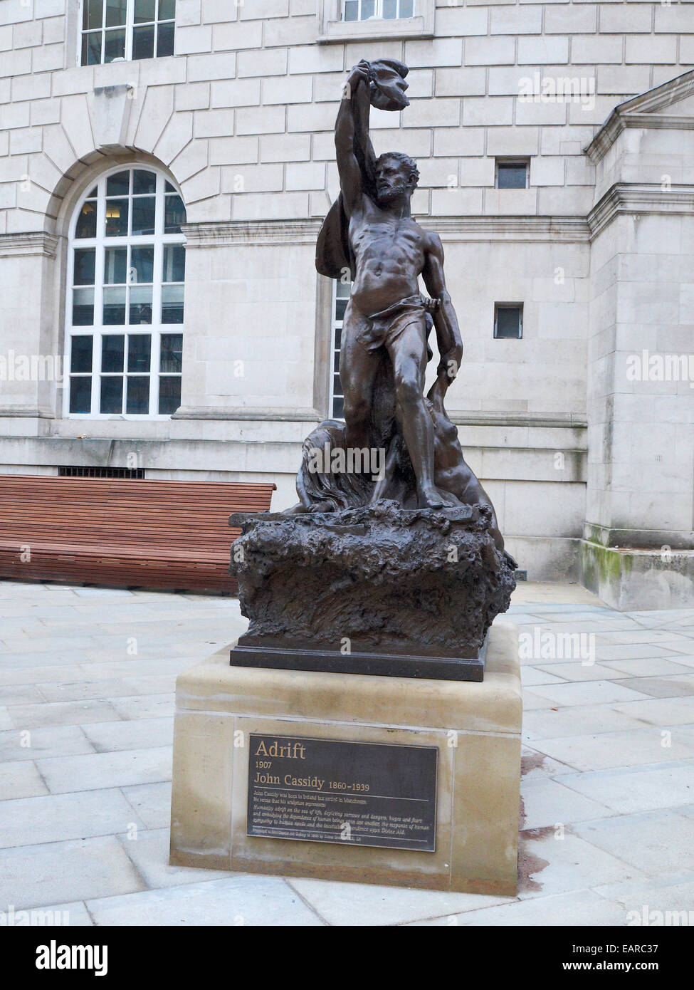 Adrift statue by John Cassidy in Peter Street Manchester UK Stock Photo