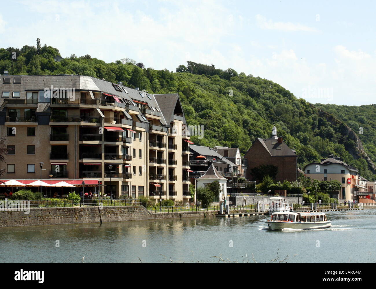 Hoiday appartments on the Meuse at Namur. Belgian Ardennes Stock Photo