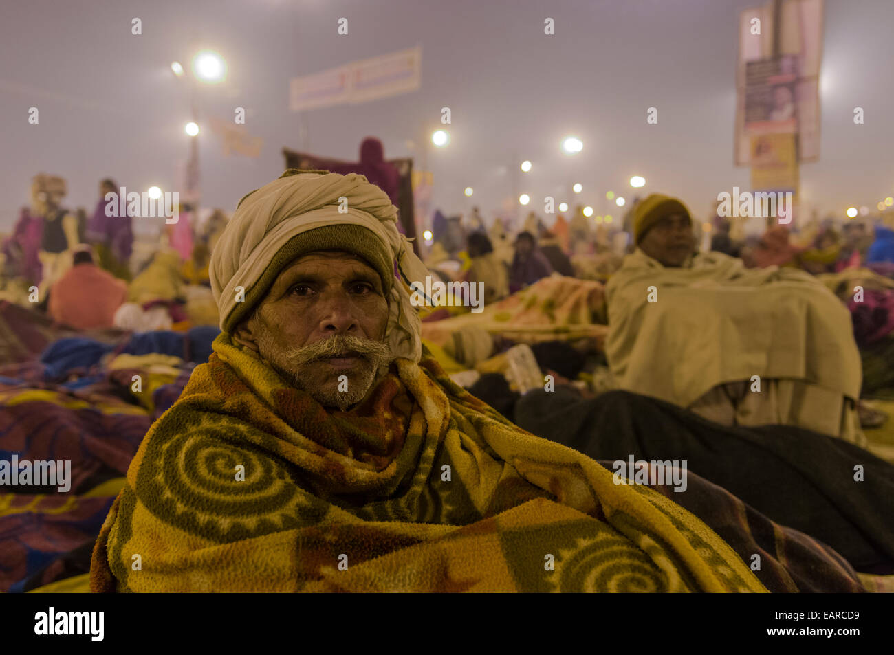 Man at Kumbha Mela grounds, Allahabad, Uttar Pradesh, India Stock Photo