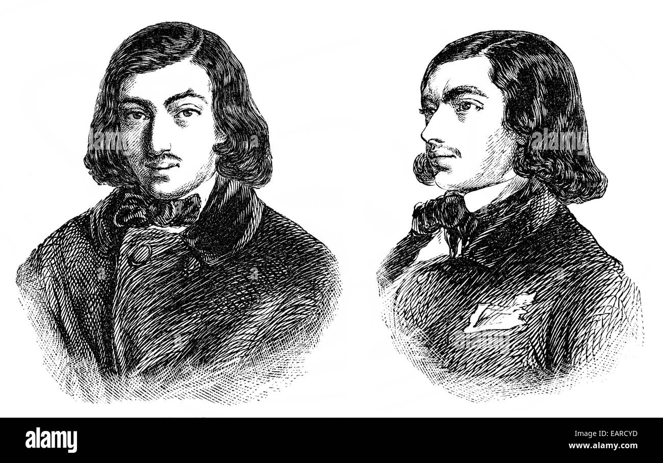 Henryk Wieniawski, 1835 - 1880, Polish composer and violinist and Józef Wieniawski, 1837 - 1912, Polish pianist and composer, Po Stock Photo