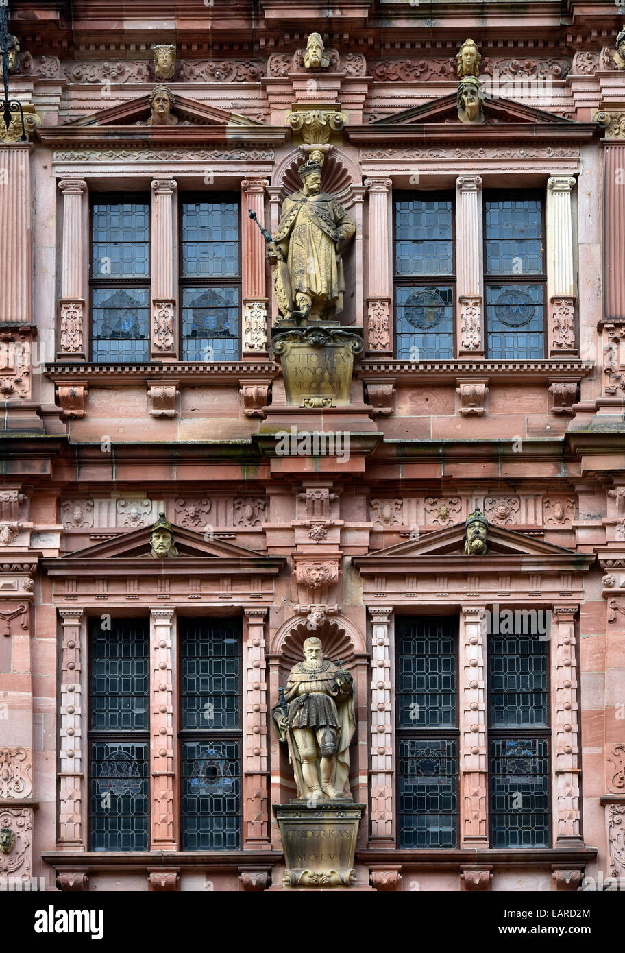 Friedrichsbau, Renaissance facade, castle, Heidelberg, Baden-Württemberg, Germany Stock Photo