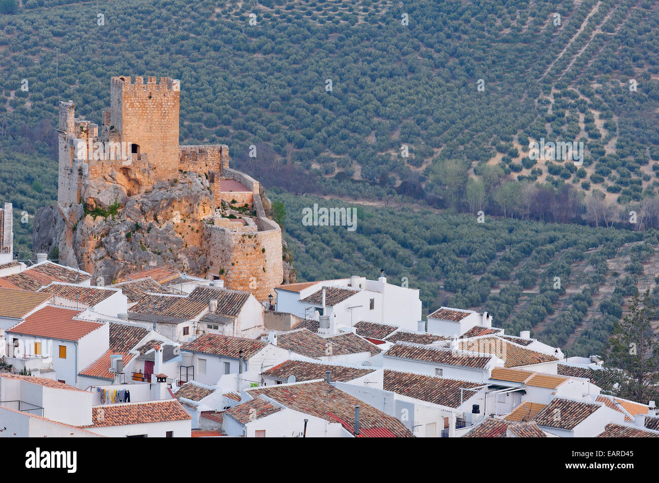 Zuheros castle and village, Sierras Subbéticas, Zuheros, Córdoba province, Andalusia, Spain Stock Photo