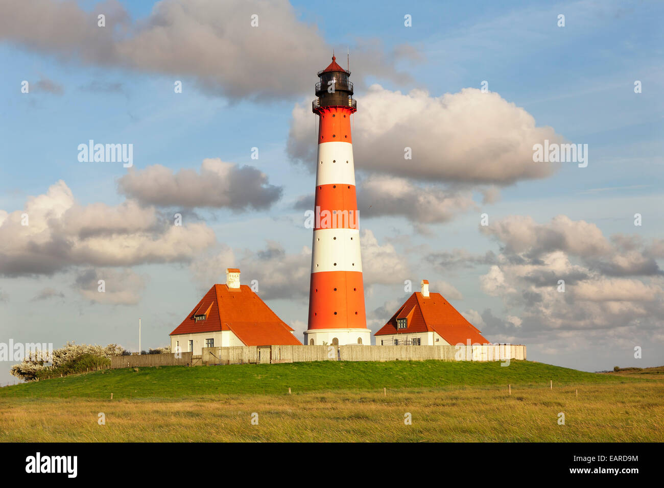Westerheversand Lighthouse, Westerhever, Eiderstedt, North Frisia, Schleswig-Holstein, Germany Stock Photo