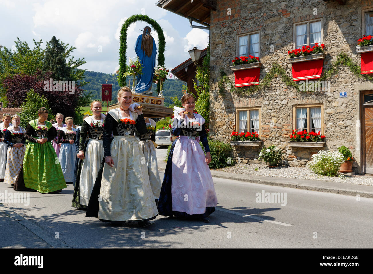 Corpus Christi procession, Au bei Bad Aibling, Bad Feilnbach, Upper Bavaria, Bavaria, Germany Stock Photo