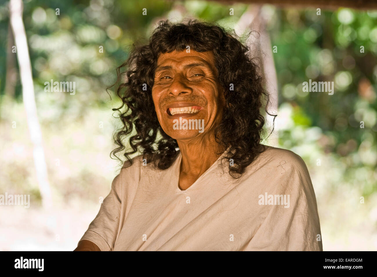 Shaman of the Lacandon tribe, Selva Lacandona, Nahá, Chiapas, Mexico Stock Photo