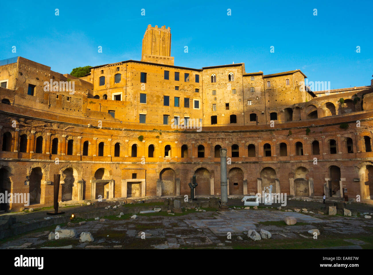 Ancient market place, with medieval residential buildings in the back, Foro di Traiano, Forum Traiani, Trajan's Forum, Rome Stock Photo