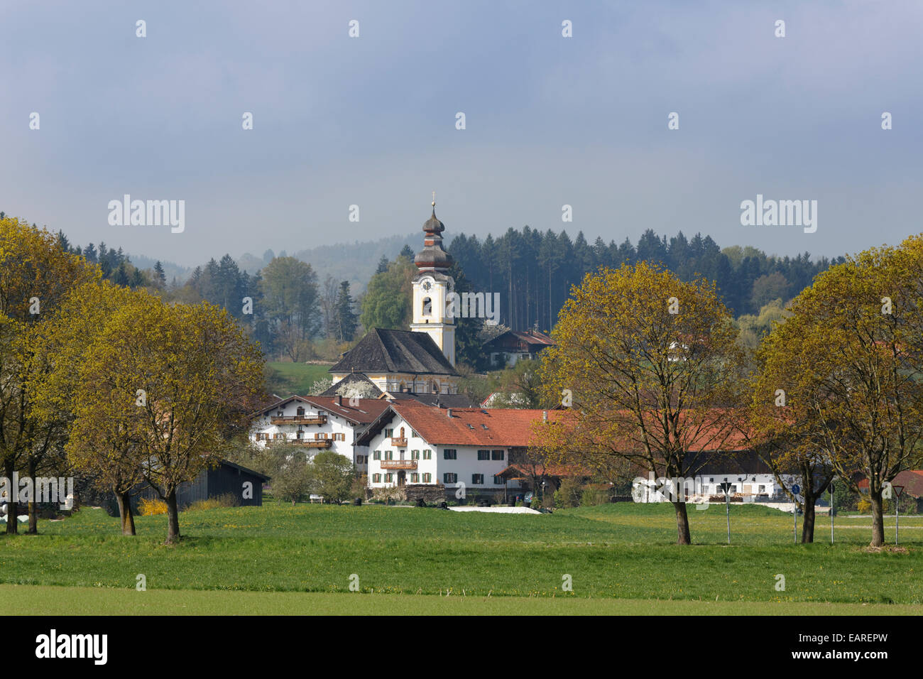 Holy Cross Church, Berbling, Bad Aibling, Upper Bavaria, Bavaria, Germany Stock Photo