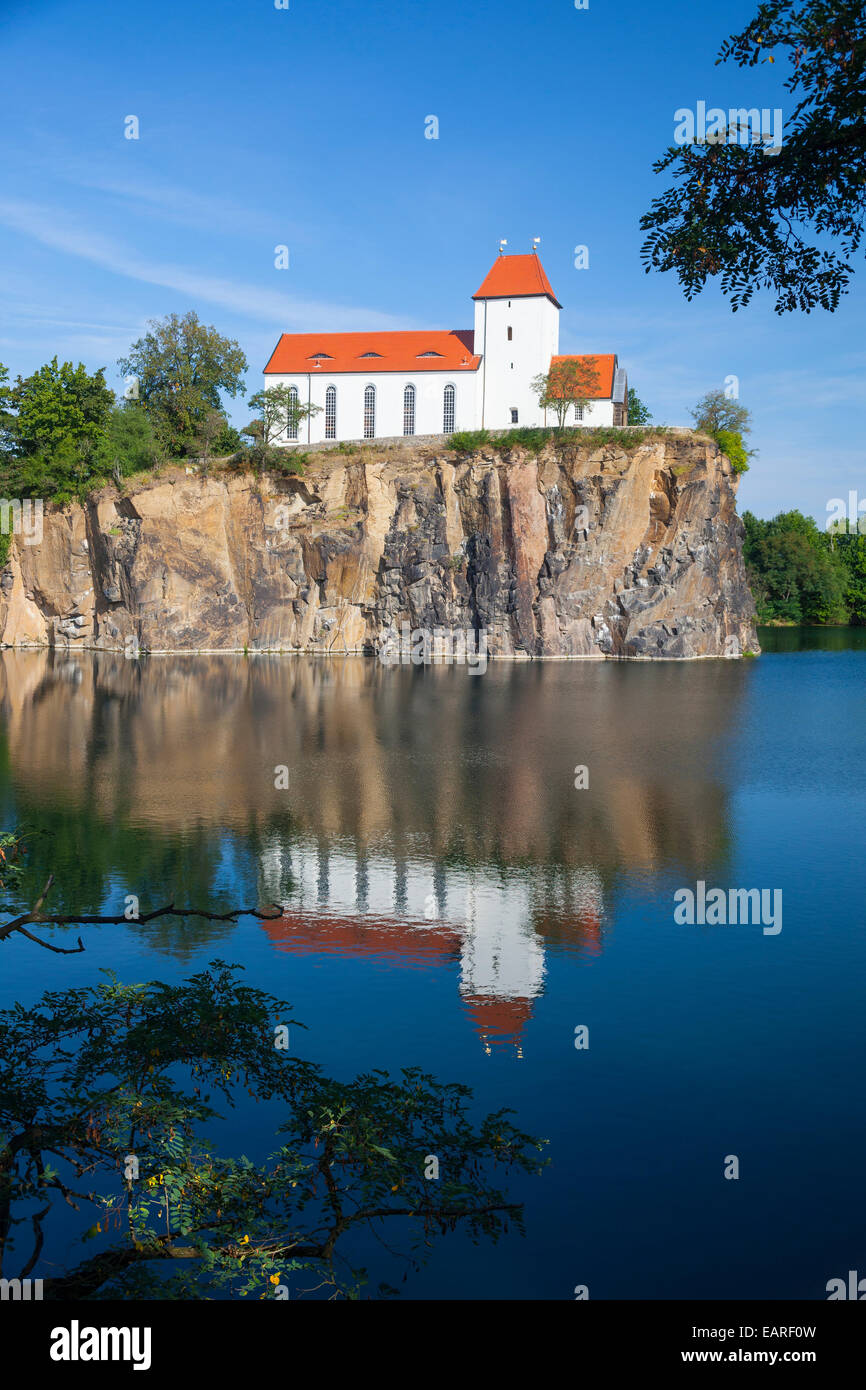 Kirchberg or Church Hill with Church on the Hill, Beucha, Brandis, Saxony, Germany Stock Photo