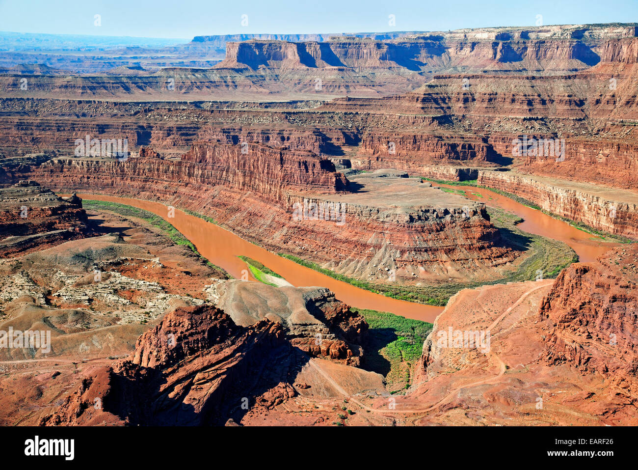 Rugged canyons and the Colorado River at Death Horse Point, Canyonlands National Park, Utah, United States Stock Photo
