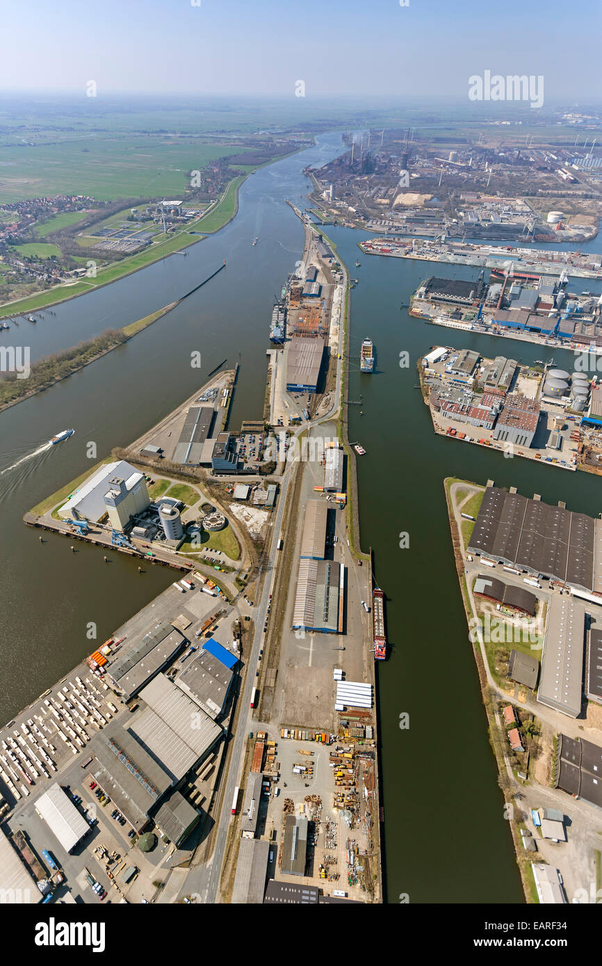 Aerial view, Port of Bremen, harbours on the Weser River, Bremen, Bremen, Germany Stock Photo