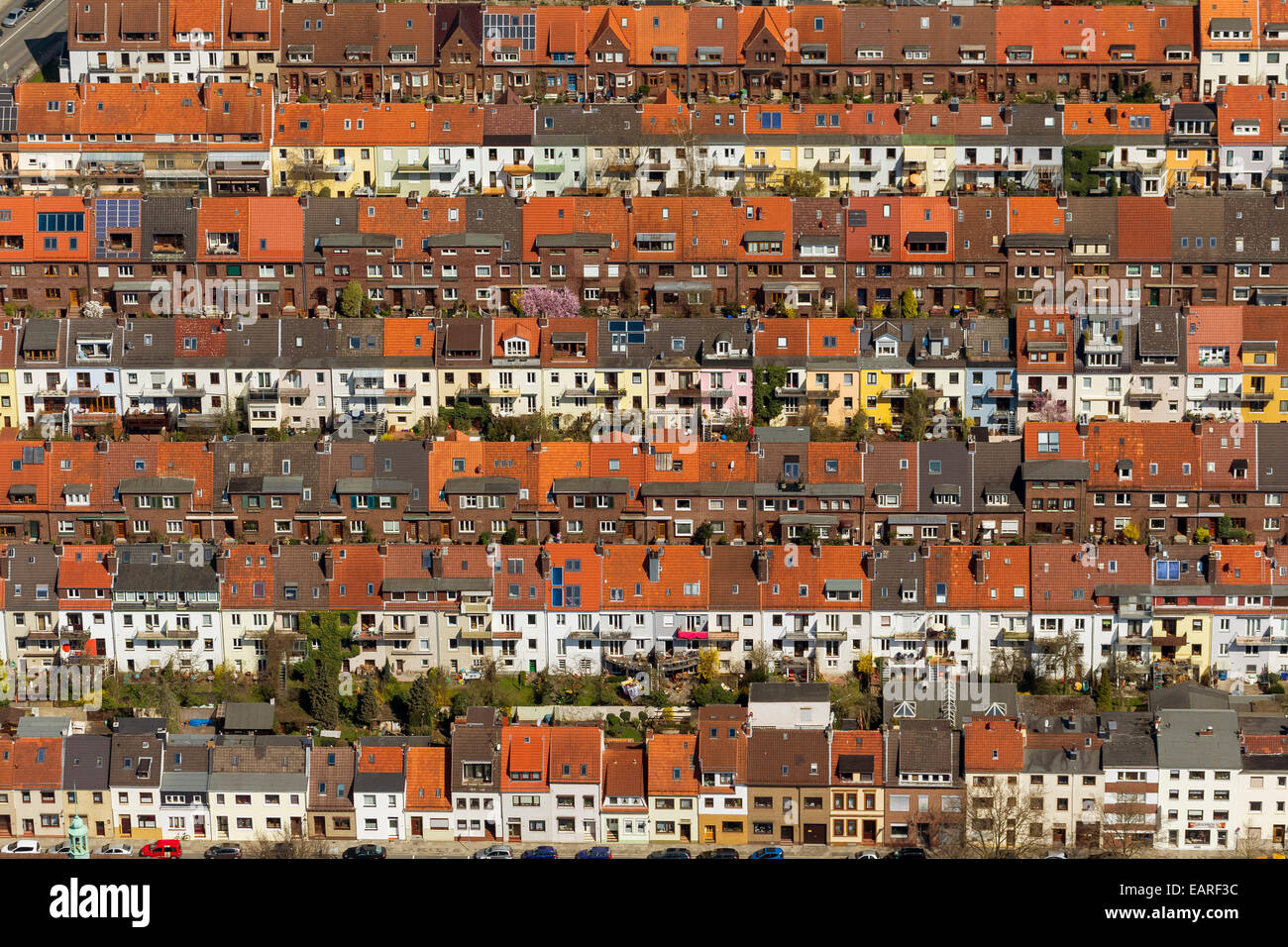 Aerial view, rows of houses in the Findorff quarter, Bremen, Bremen