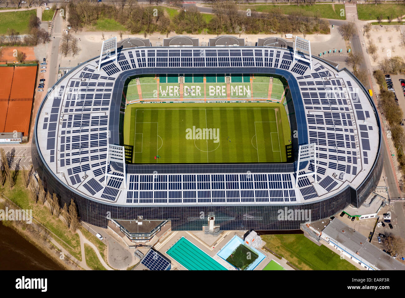 Aerial view, Weser Stadium, Bremen, Bremen, Germany Stock Photo