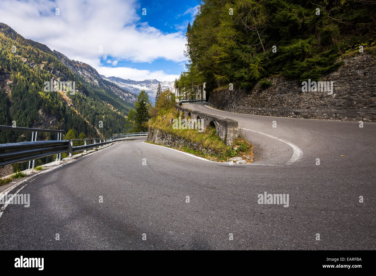 Hairpin, Splügen pass road, Sondrio province, Lombardy, Italy Stock Photo