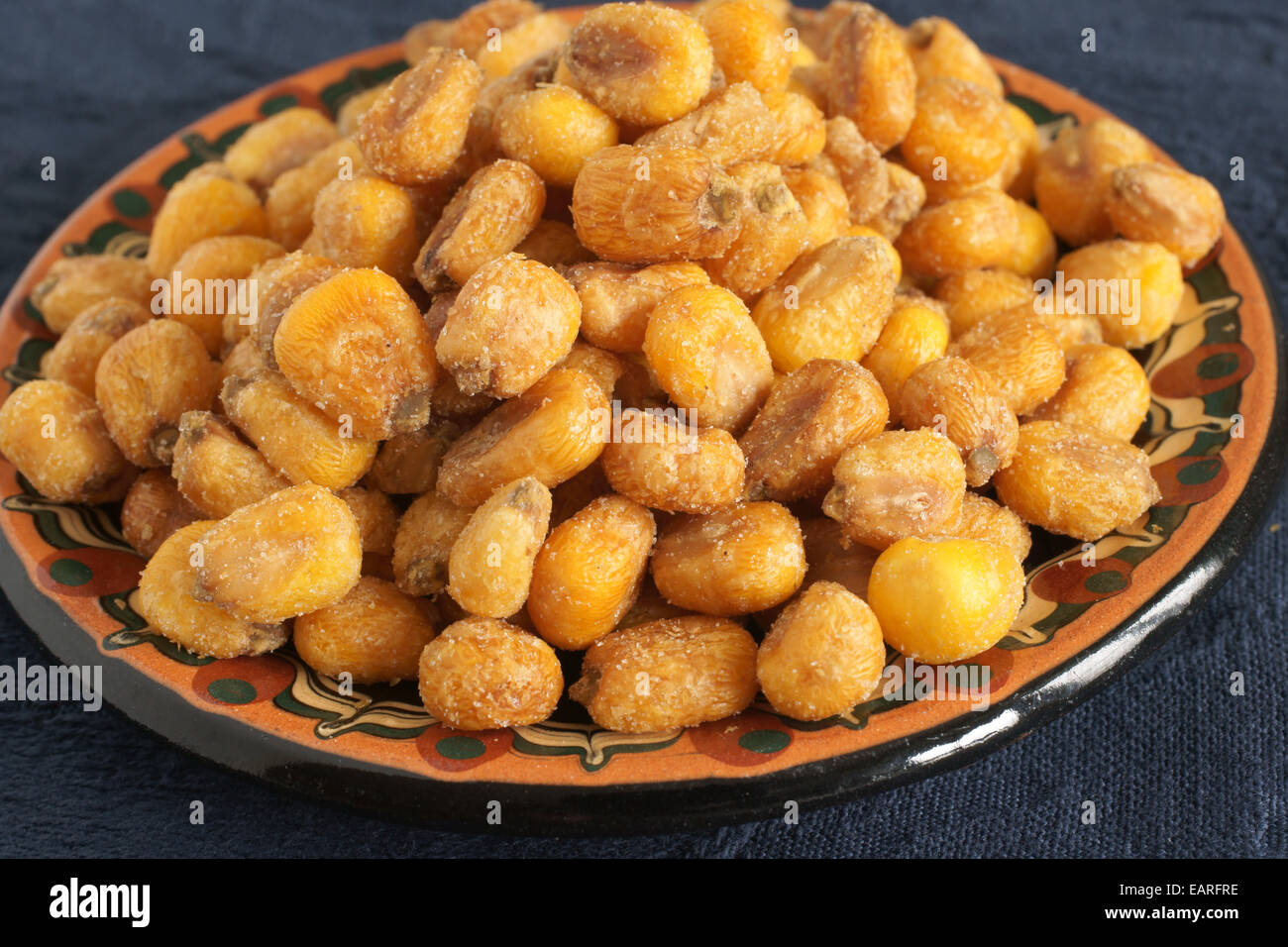 Corn Nuts a roasted or fried and seasoned maize snack known as Cancha in South America Stock Photo