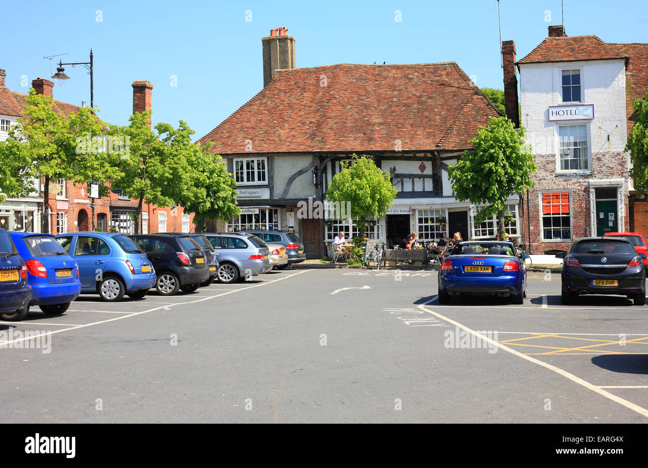 Centre of village and car park, Faversham Road, Lenham, Kent, England