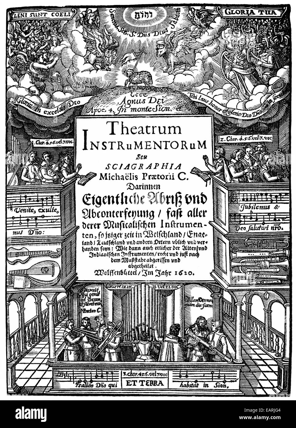 title page, historical and music-theoretical literature, Syntagma Musicum, musicological writings of Michael Praetorius Schulthe Stock Photo