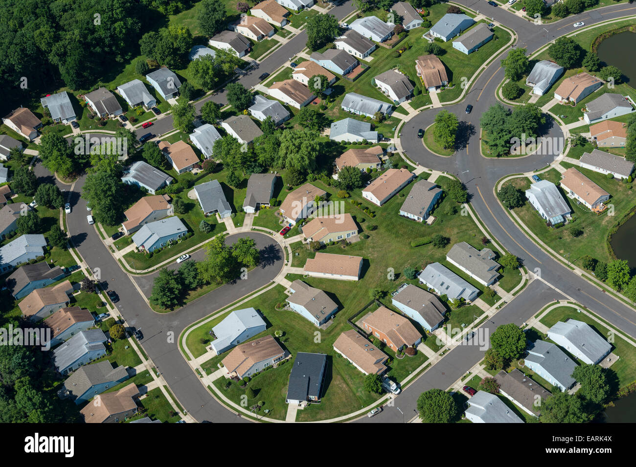 Aerial View Of Residential Houses In Suburban Neighborhood New Jersey 