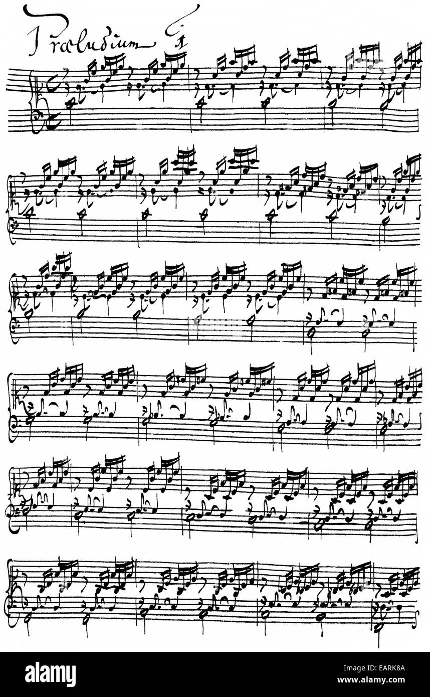Das Wohltemperierte Klavier, BWV 846-893, handwritten sheet music by Johann Sebastian Bach, 1685 - 1750, a German composer and p Stock Photo
