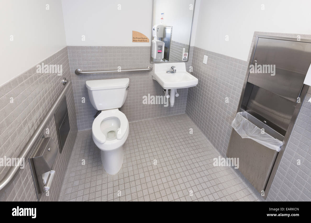 Toilet In Public Bathroom Stock Photo