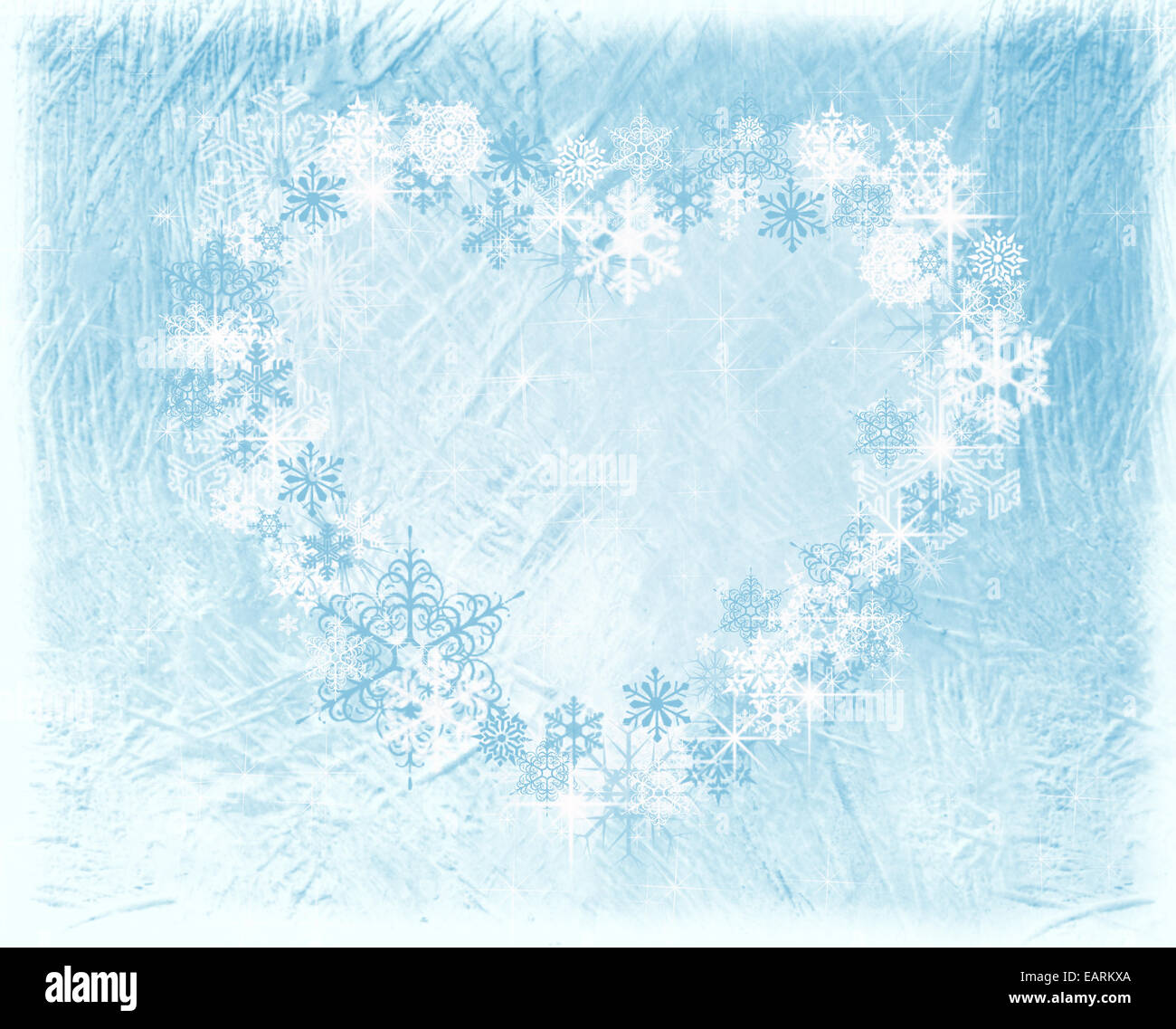 Winter background with hearts and snowflakes Stock Photo - Alamy