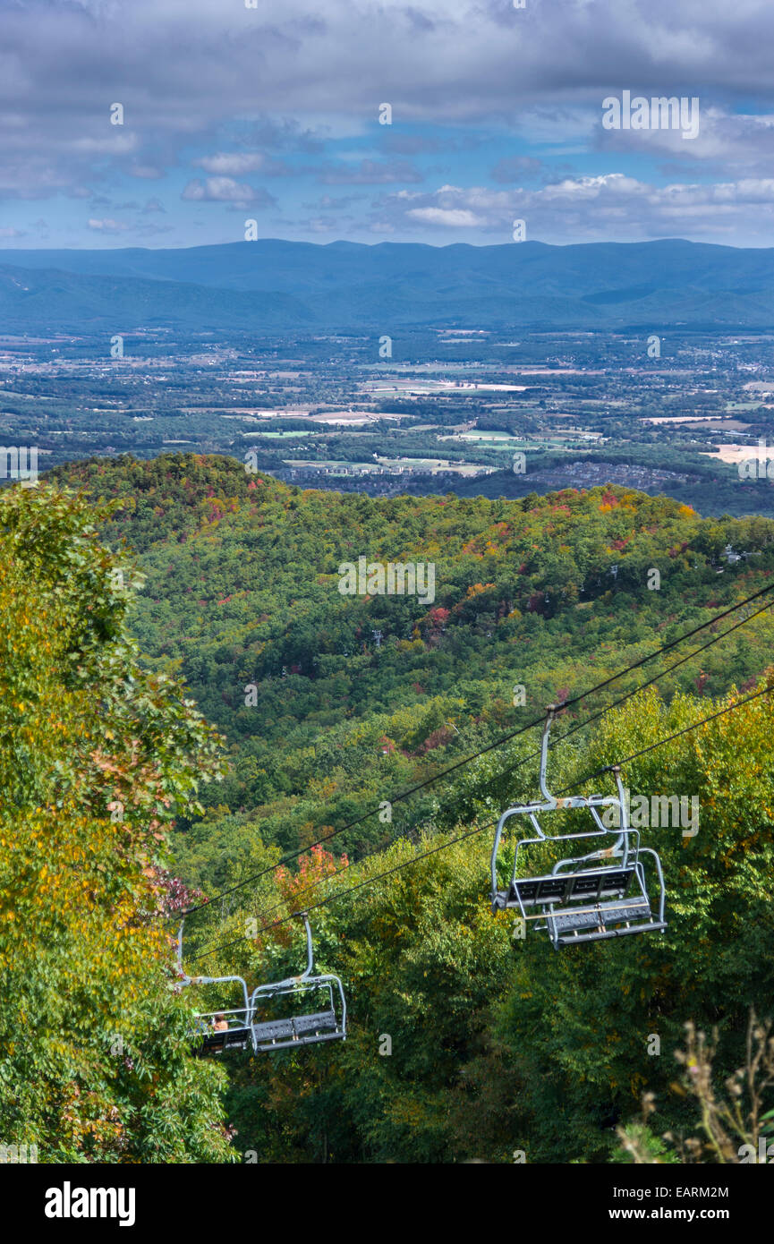 Ski Lift, Shenandoah Valley, Autumn Stock Photo