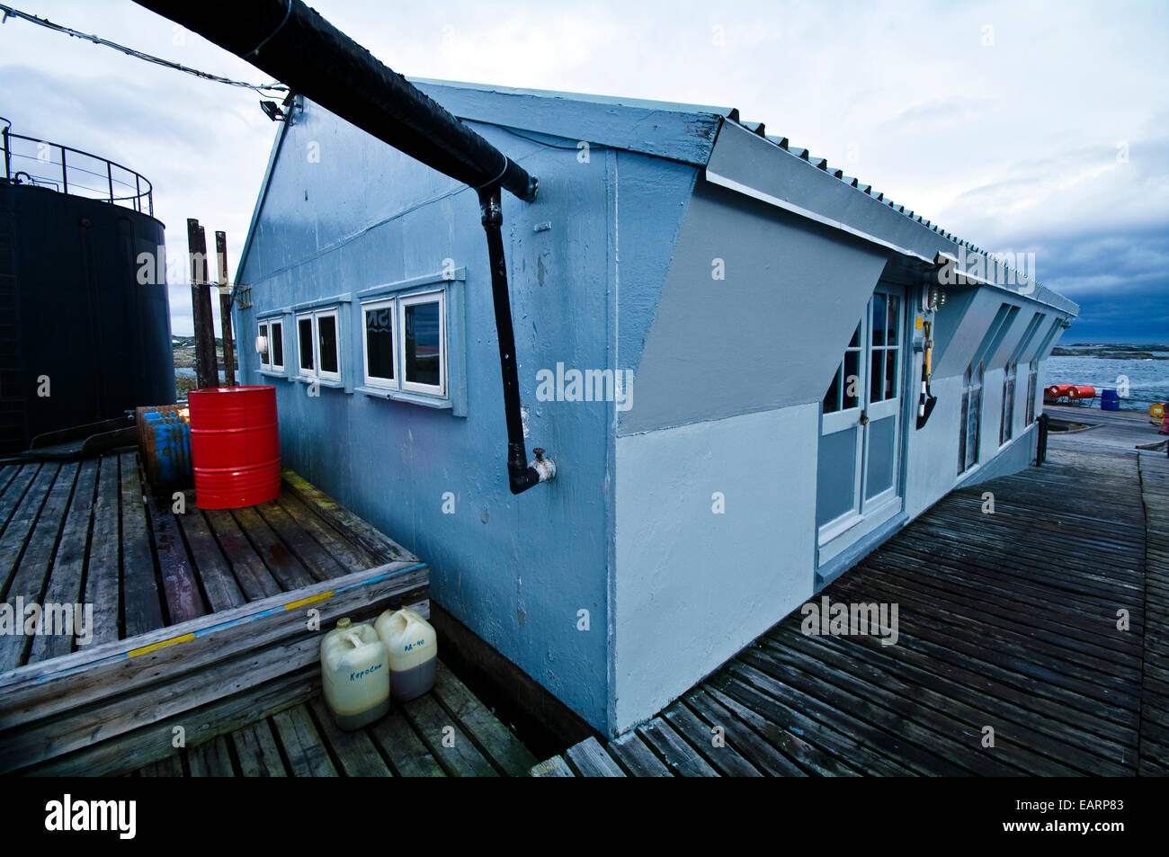 A scientific research laboratory on a remote island in Antarctica Stock