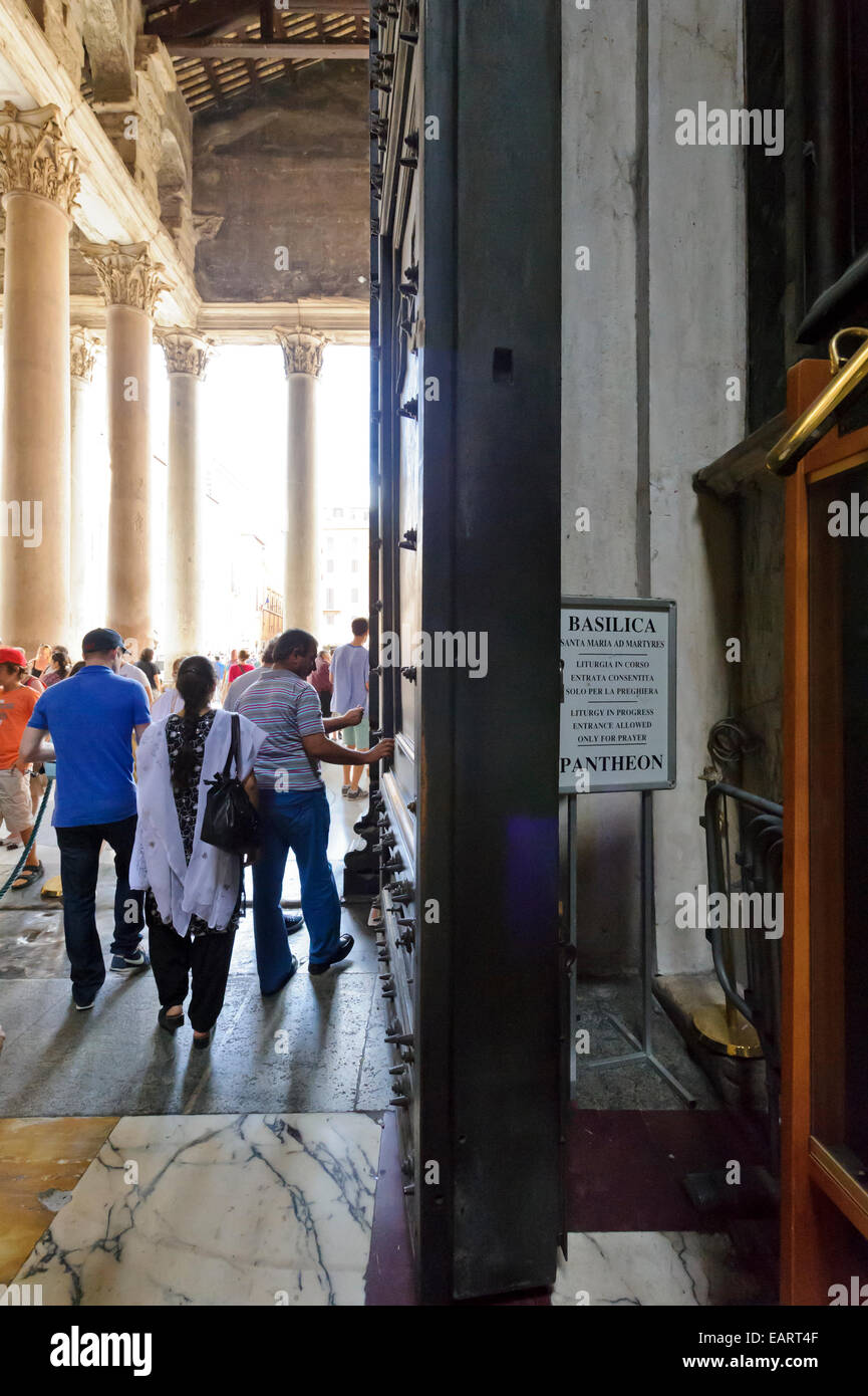 The huge Pantheon metal door, Rome, Italy. Stock Photo