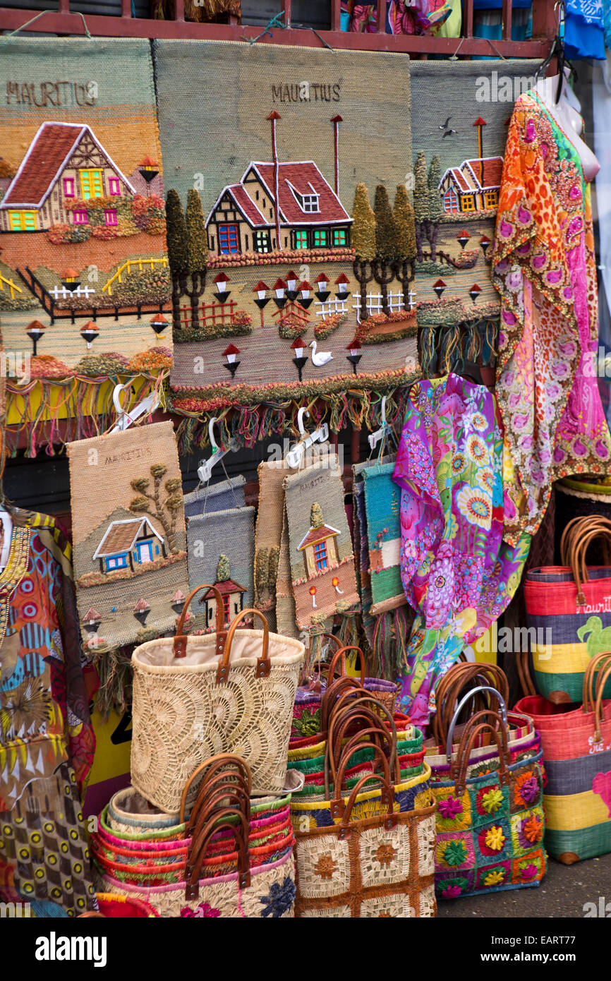Mauritius, Grand Baie, bazaar, souvenir craft items on display Stock Photo