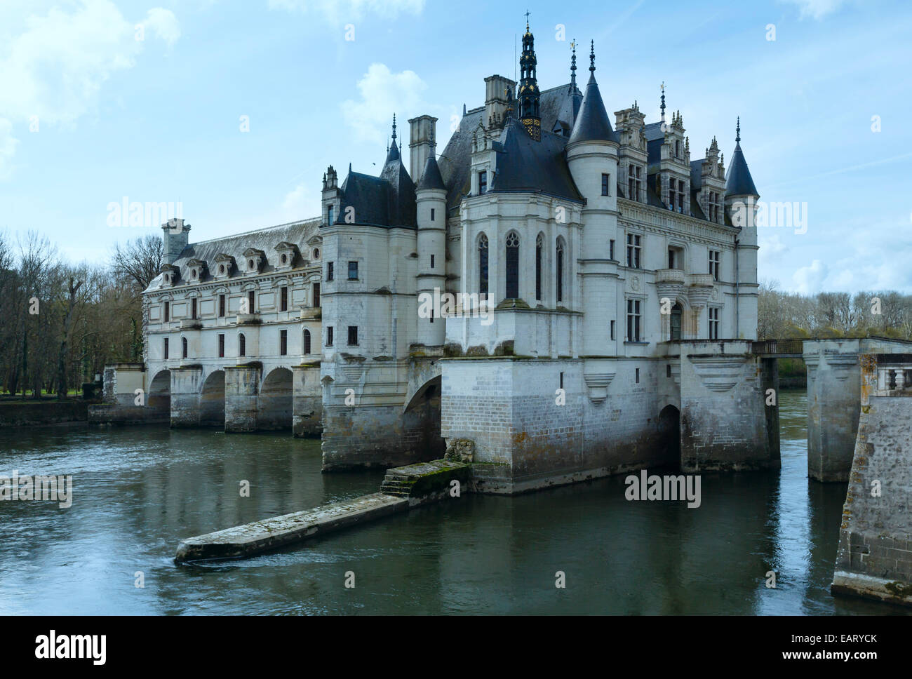 Castle Chenonceau on the River Cher (France). Built in 1514-1522. The ...