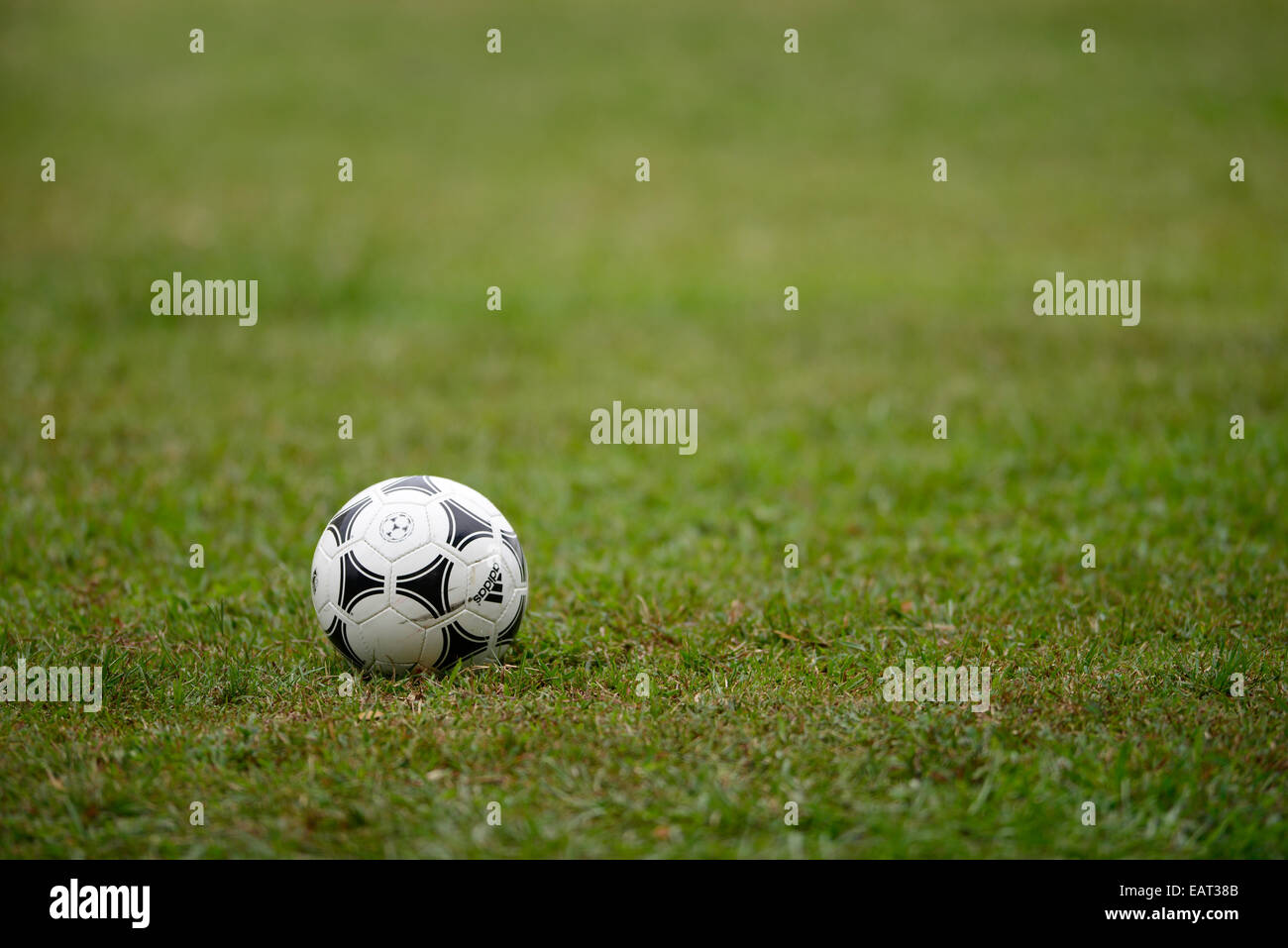 A football on a Green Field Stock Photo