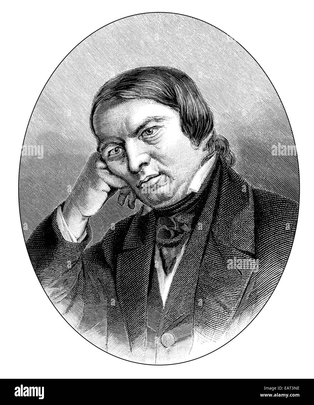 Robert Schumann, 1810 - 1856, a German composer and pianist of the Romantic, Historische Zeichnung aus dem 19. Jahrhundert, Port Stock Photo