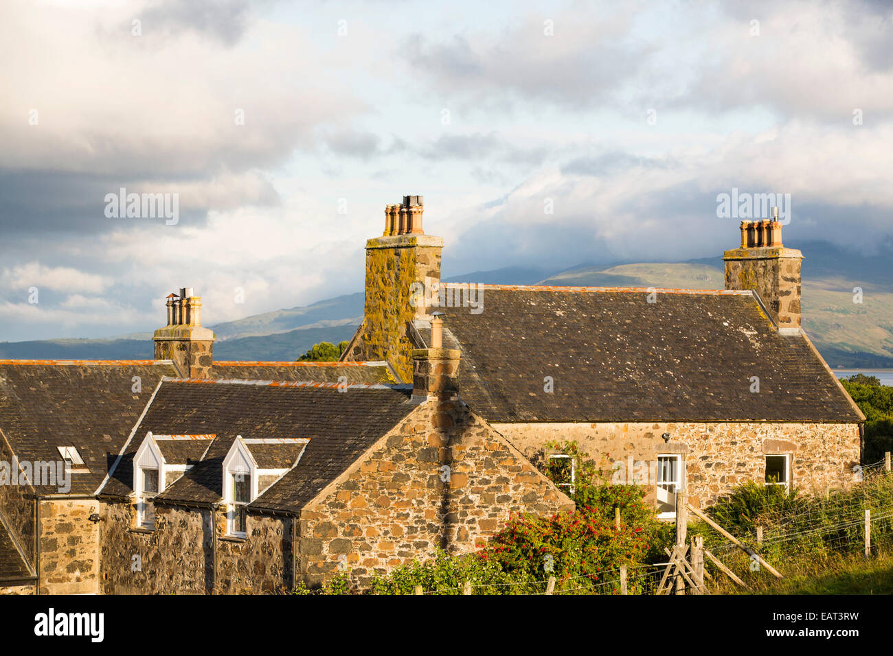 A Farmhouse between Salen and Tobermory on the Isle of Mull, Scotland, UK. Stock Photo