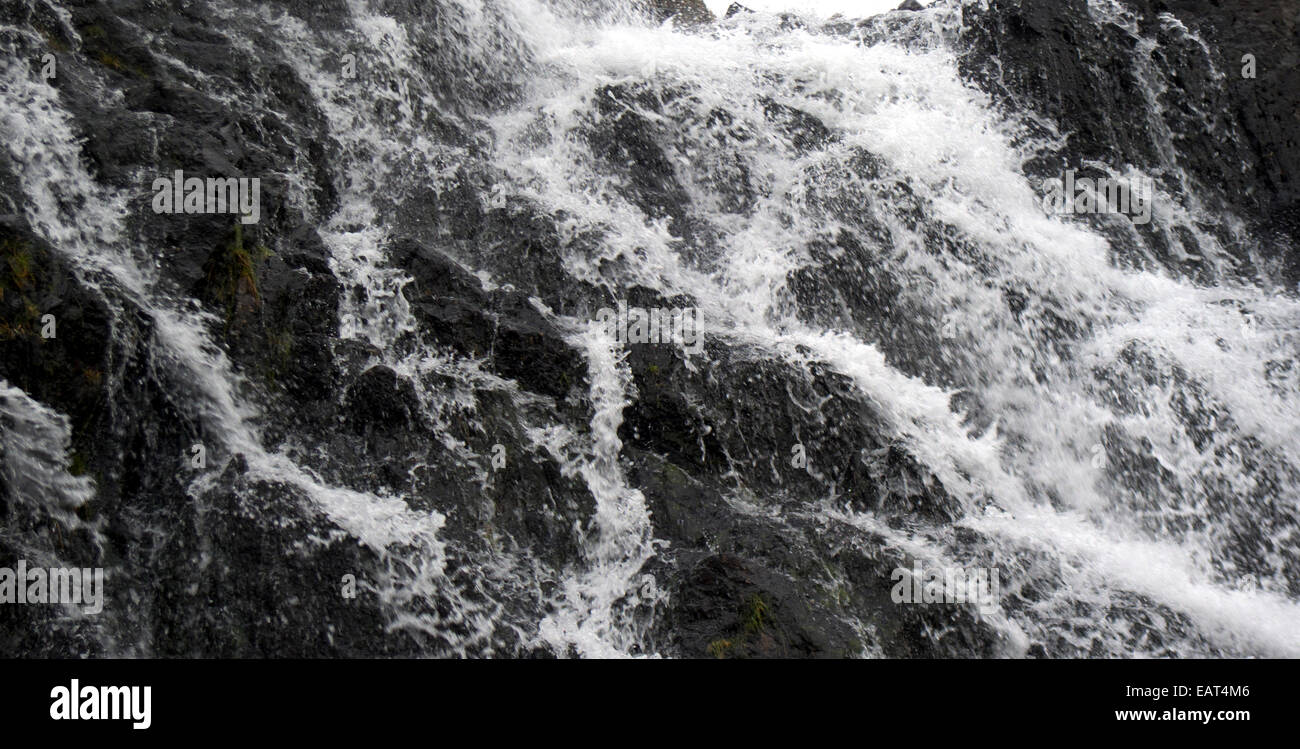 Waterfall, Tongue Gill, below Grisedale Hause and Fairfield, English Lake District. Stock Photo