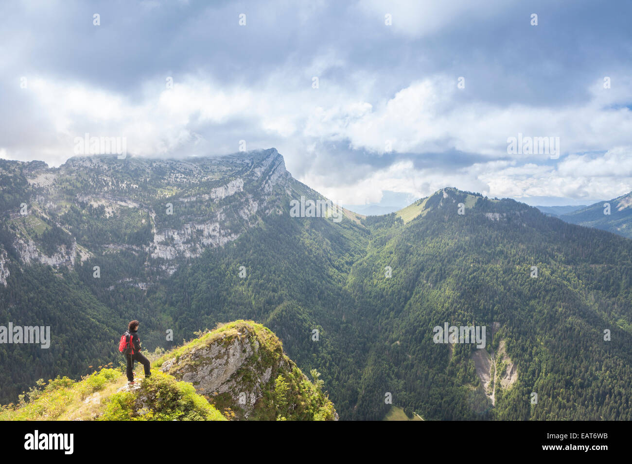 View of the Chamechaude and Dent de Crolles peaks, Parc Naturel de la Chartreuse, Isere, Rhône-Alpes, France Stock Photo