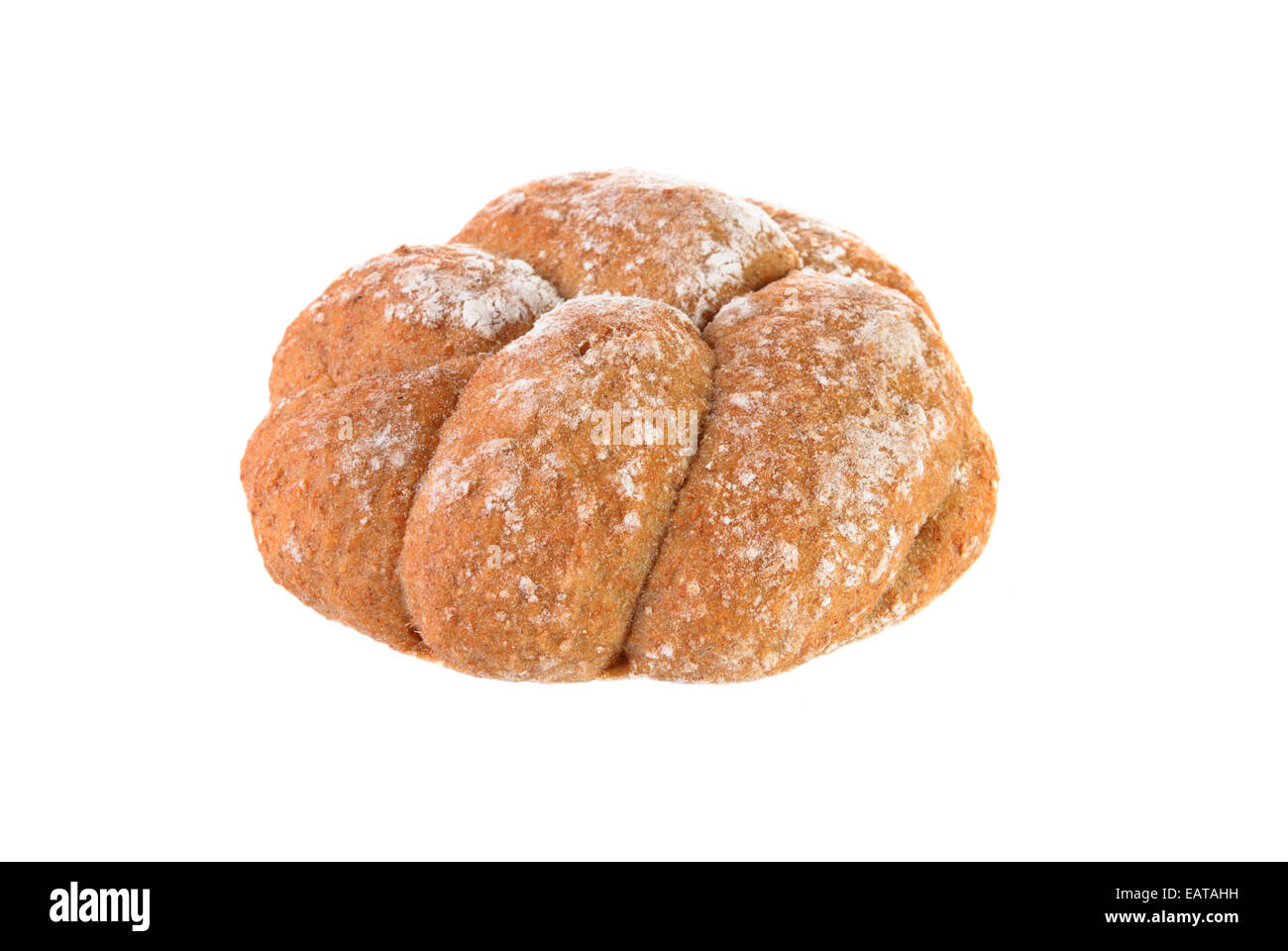 Close-up of a wholemeal  bun on white background Stock Photo