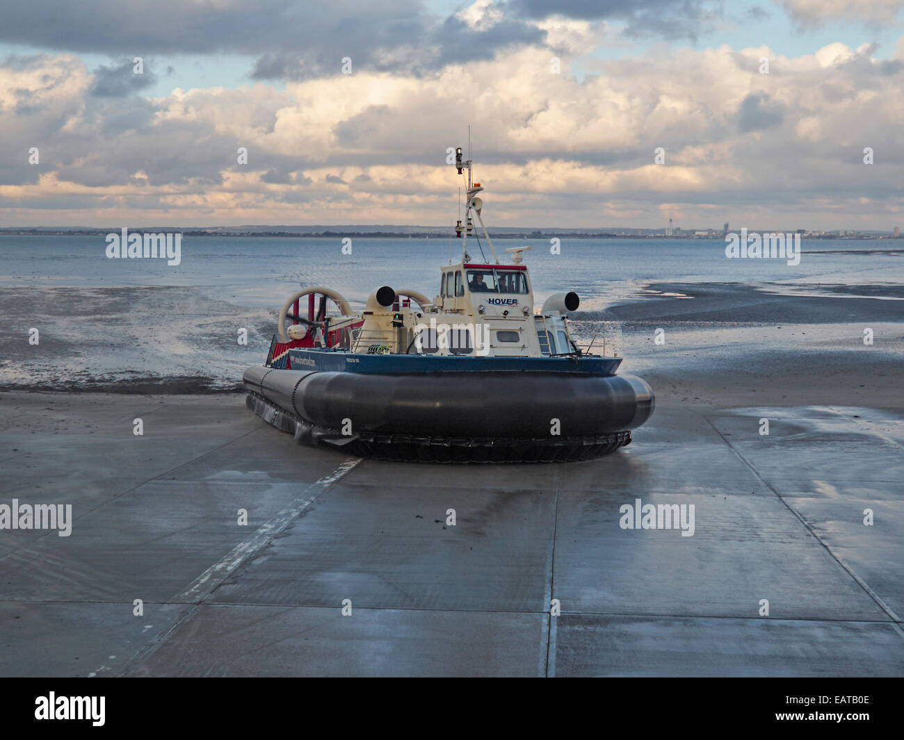 Ryde Isle of wight IOW to Southsea Hovertravel hovercraft the last operating in Great Britain and the worlds oldest operator Stock Photo