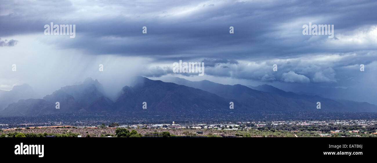 Seasonal Monsoons Over the Catalina Mountains, Tucson, Arizona Stock Photo