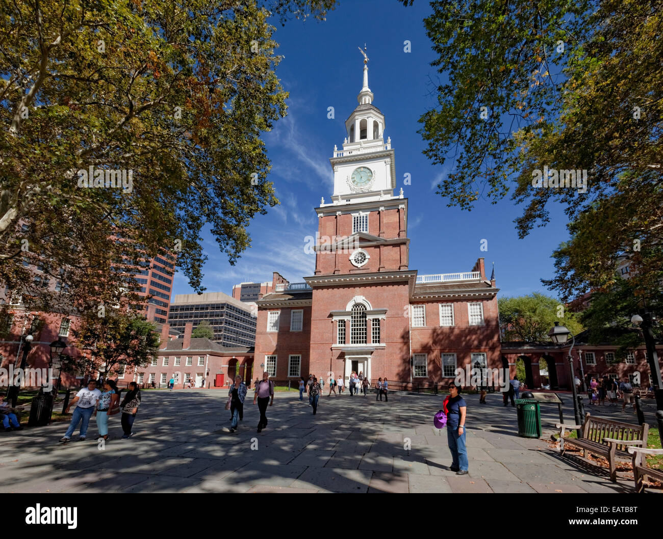 Independence Hall is the centerpiece of Independence National Historical Park in Philadelphia, Pennsylvania. Stock Photo