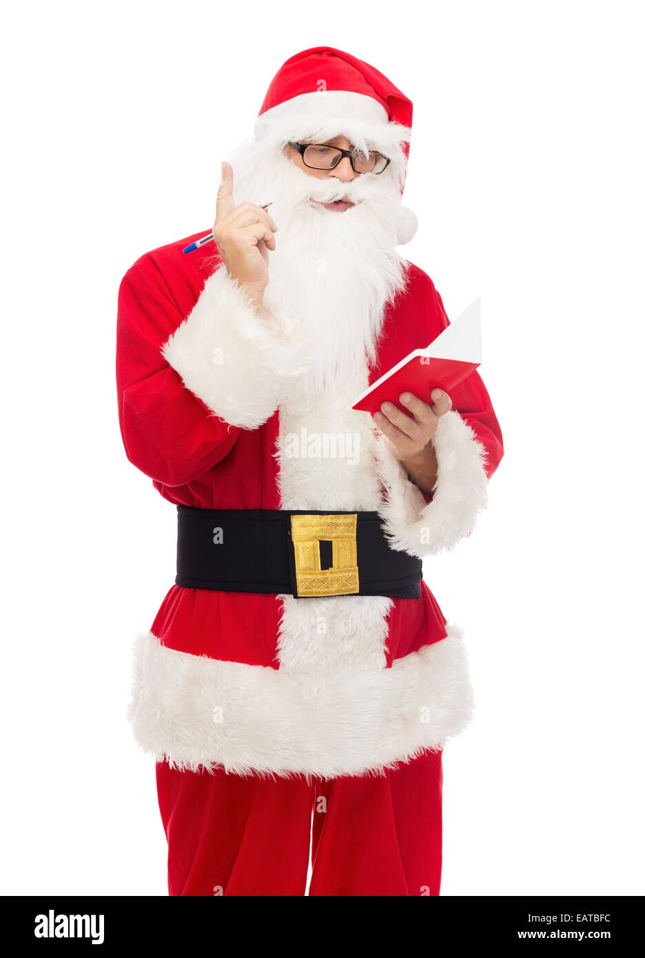 man in costume of santa claus with notepad Stock Photo - Alamy