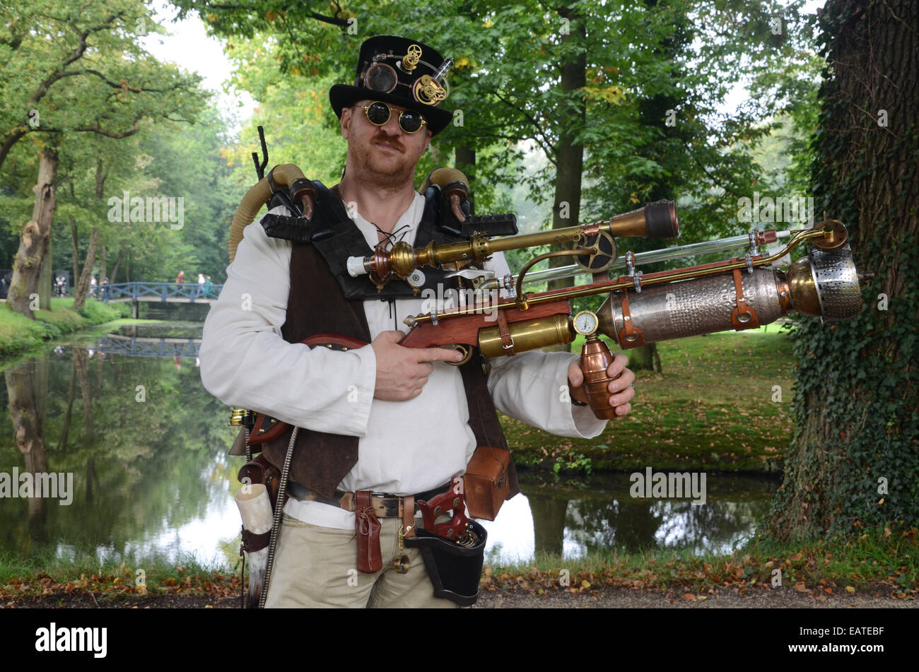 steampunk male at 2014 Fantasy Fair Arcen Netherlands Stock Photo