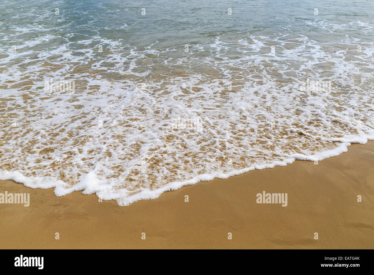 Sea surf on a sandy beach closeup Stock Photo - Alamy