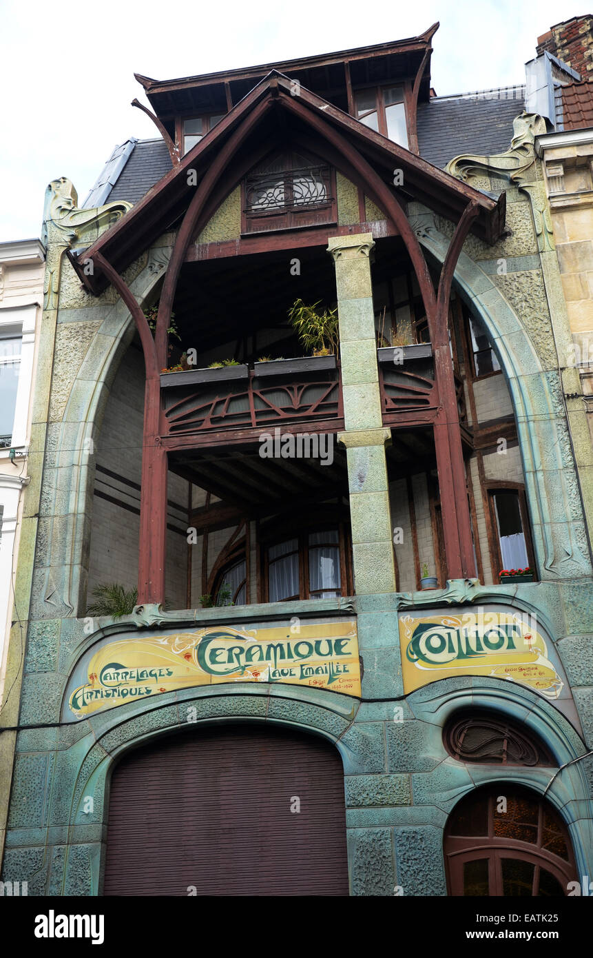 Maison Coilliot, Lille France, Art Nouveau house by Guimard. Stock Photo