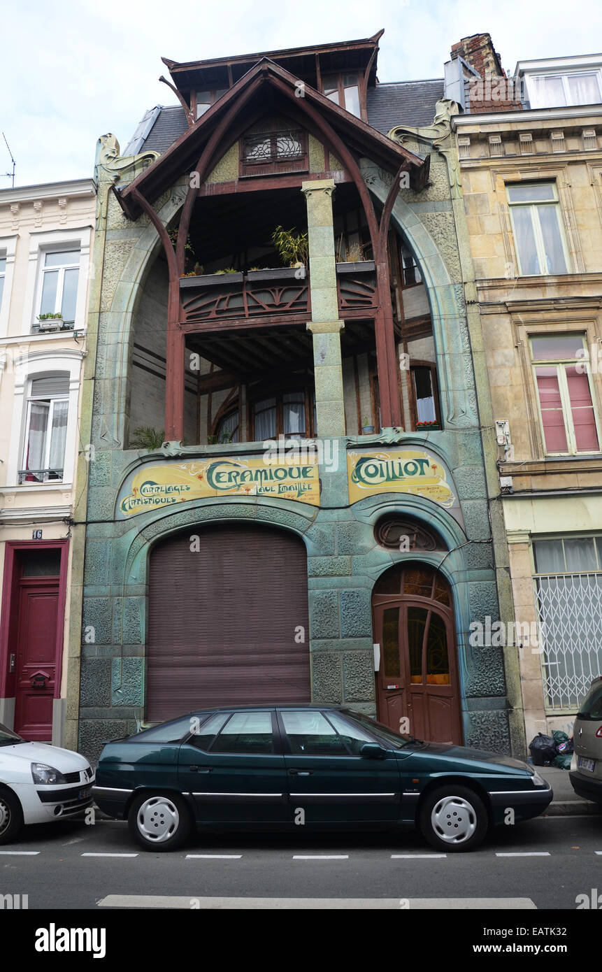 Maison Coilliot, Lille France, Art Nouveau house by Guimard. Stock Photo