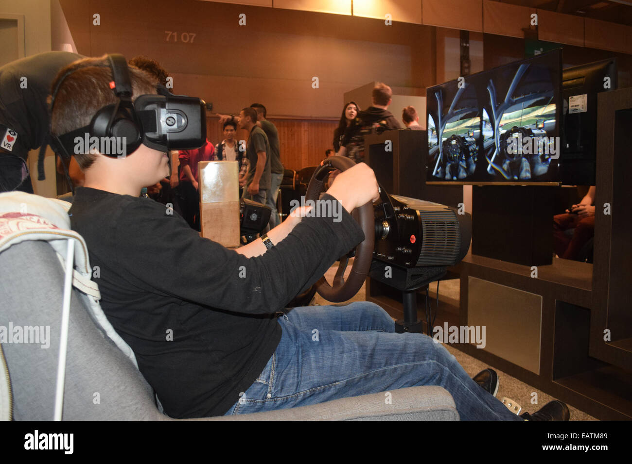 October 31, 2014 - Paris, France: A video game player tries the Oculus ...