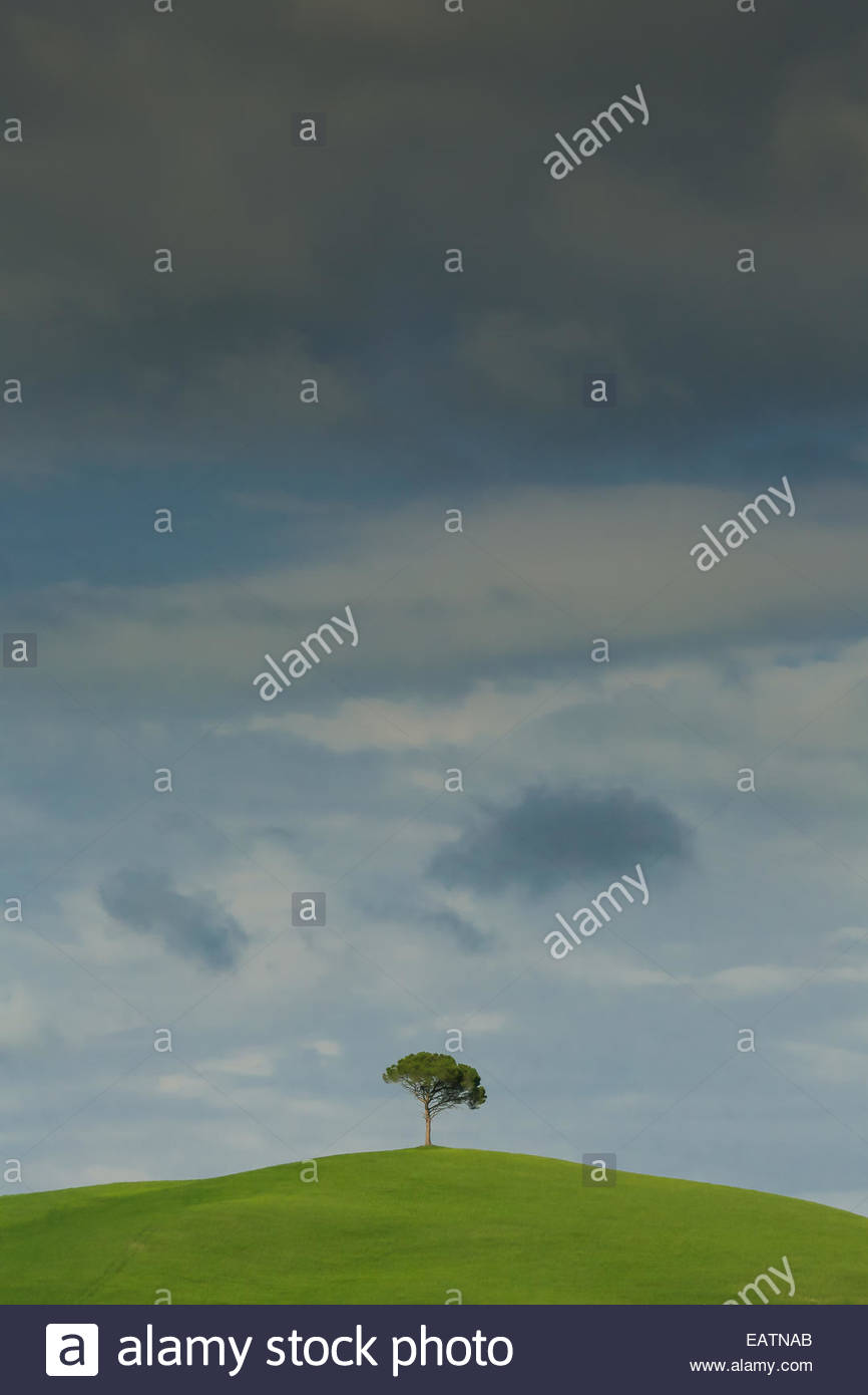 Dramatic skies are frequent treat in the Tuscan countryside. Stock Photo