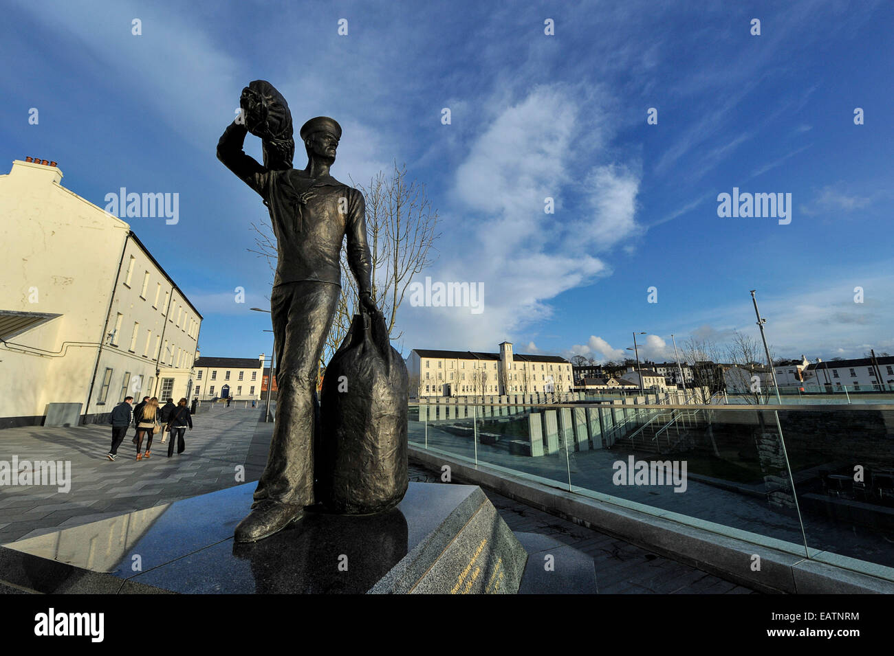 Stock Photo The International Sailor bronze statue, commemorates the Battle of the Atlantic