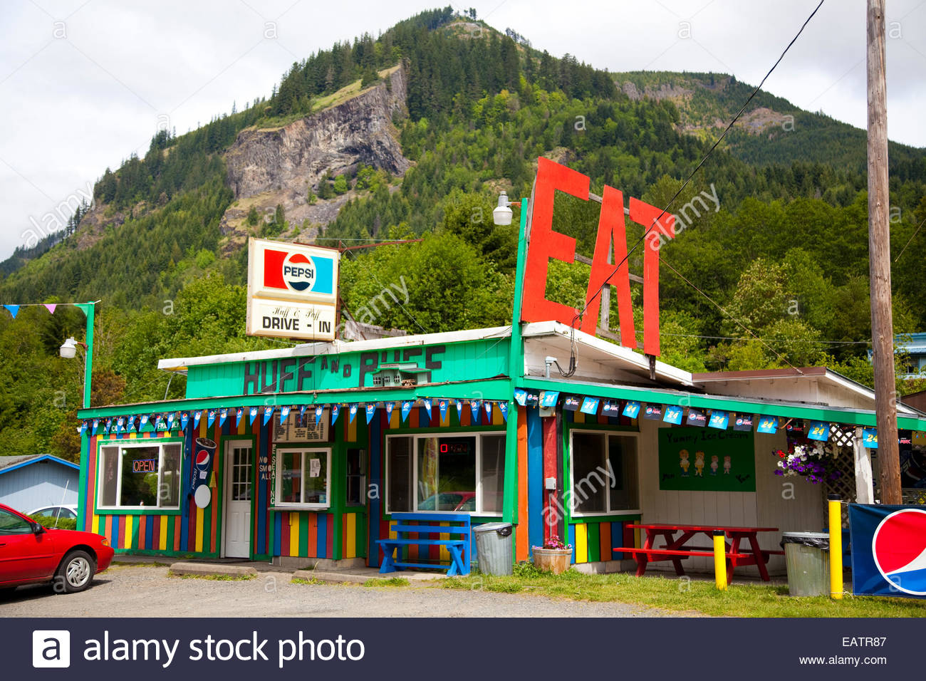 The Huff N Puff Drive In Diner Off Highway 12 Serves Burgers And Milkshakes The Huff N Puff Drive In Diner Off Highway 12 Serves Burgers And Milkshakes