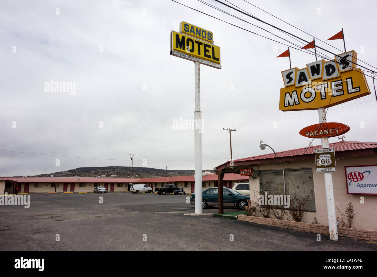 historic Route 66 in the downtown area of Grants; New Mexico; USA Stock