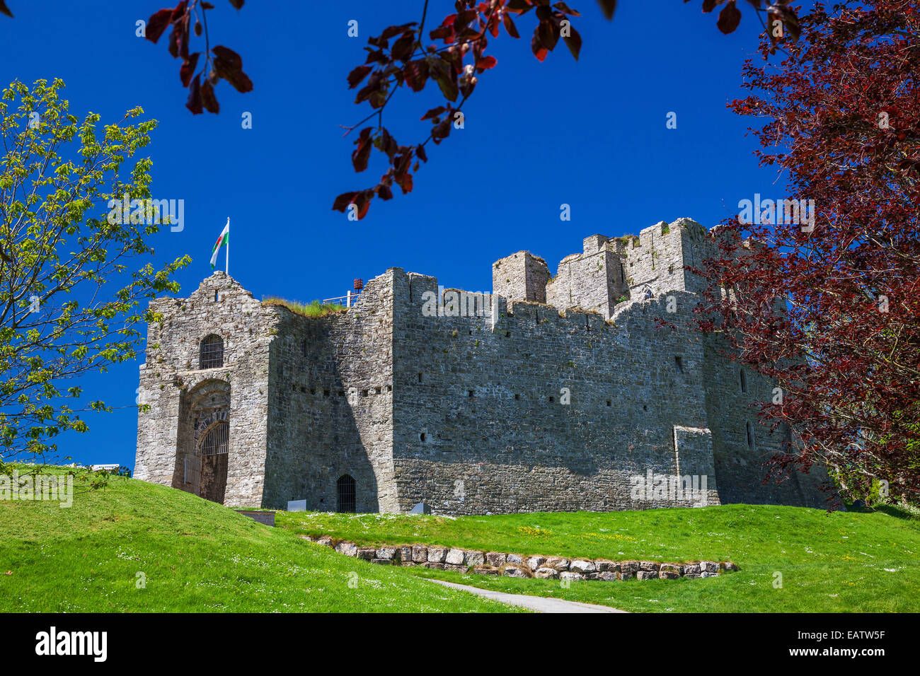 Oystermouth Castle, Mumbles, Swansea, Gower, Wales, UK Stock Photo